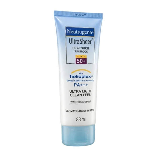 Neutrogena Ultra Sheer Dry-Touch Sunblock SPF 50+ is a lightweight, non-greasy sunscreen